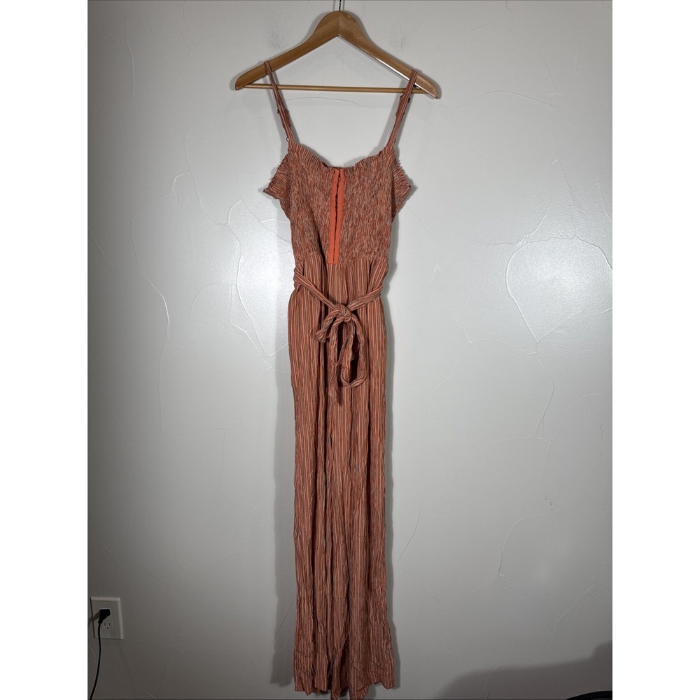 Aeropostale Boho Orange Jumpsuit Romper Pockets, Tie, Adjustable Straps L